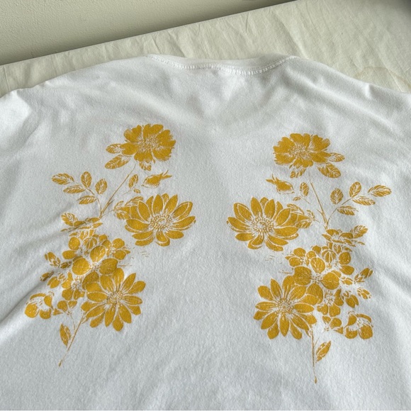 Zuni Sportswear Cropped Floral Good Vibes Only T-Shirt Tee - Picture 9 of 12